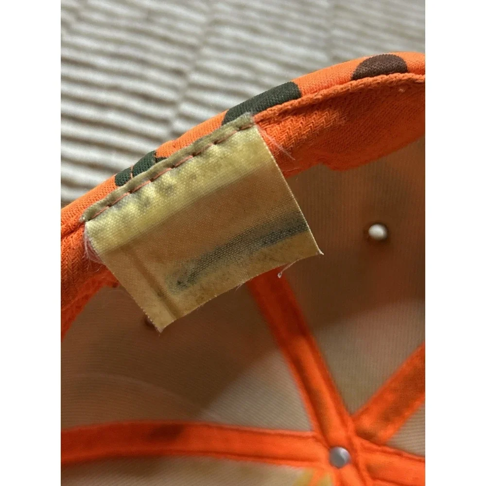 Vintage Orange Camo Uwharrie Buck Snapback Hat Hunting Deer Rope Cap